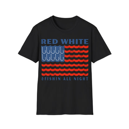 Red White & Fishin All Night T-Shirt