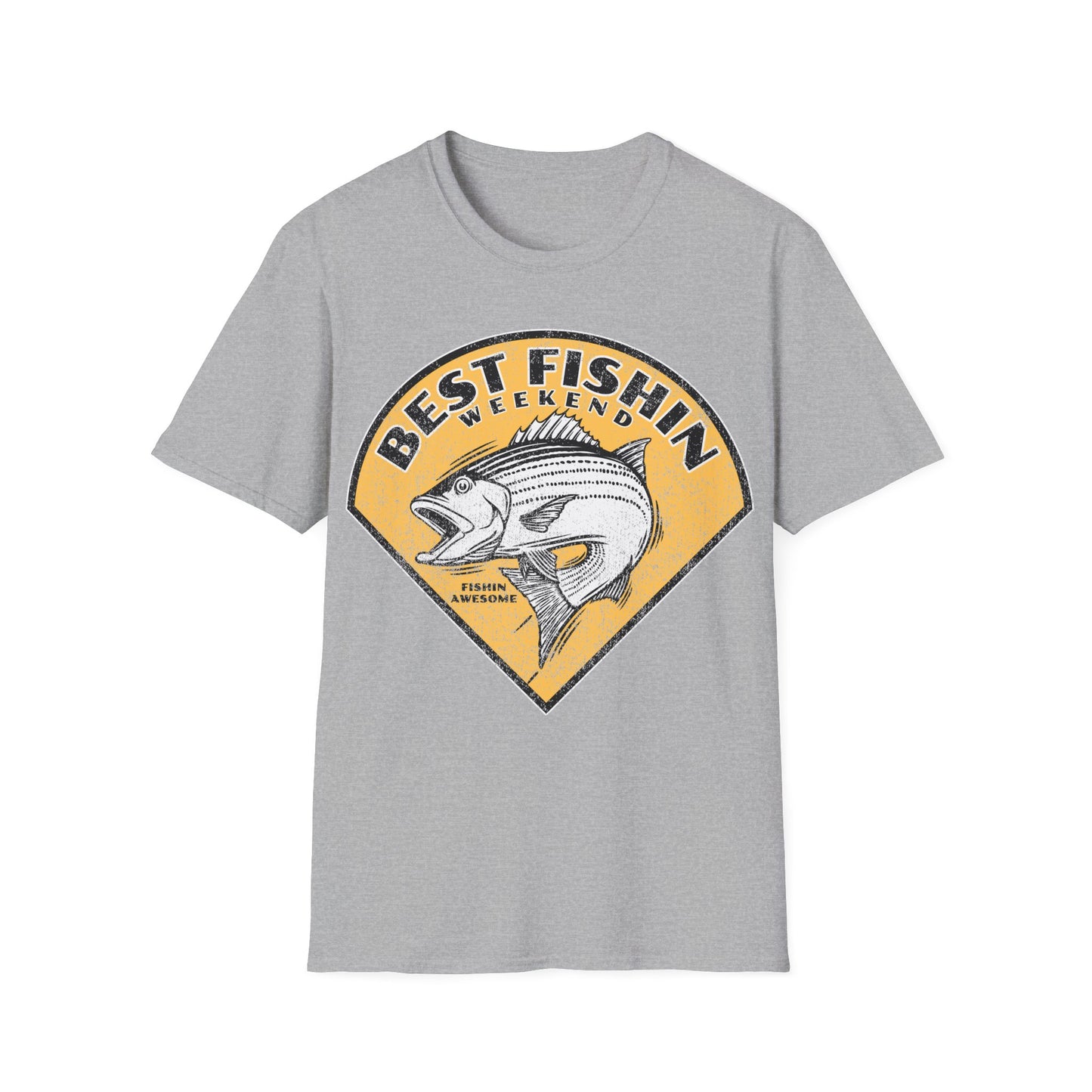 Best Fishin Weekend Striped Bass Yellow T-Shirt