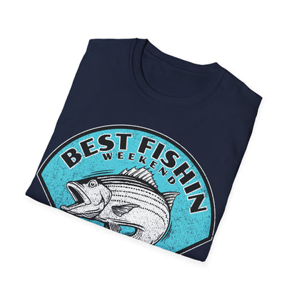 Best Fishin Weekend Striped Bass Blue T-Shirt