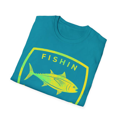 Fishin Awesome Yellow Green Tuna Stamp T-Shirt