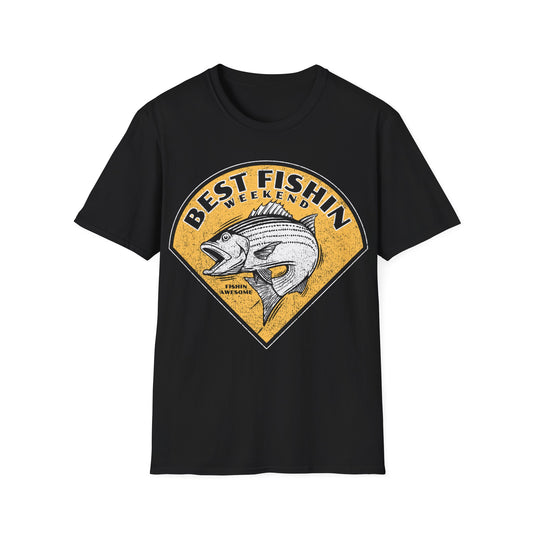 Best Fishin Weekend Striped Bass Yellow T-Shirt