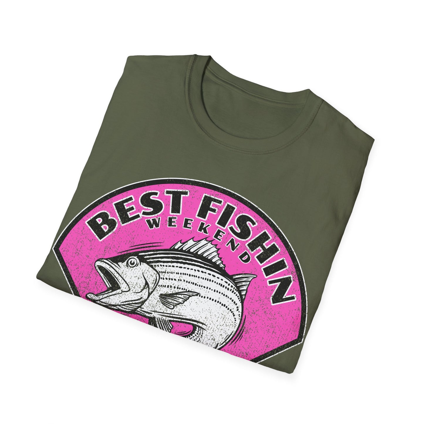 Best Fishin Weekend Striped Bass Pink T-Shirt