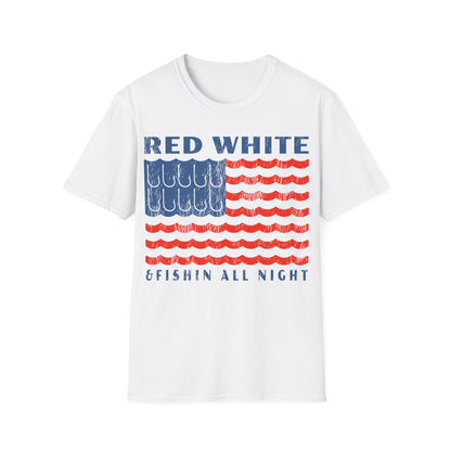 Red White & Fishin All Night T-Shirt