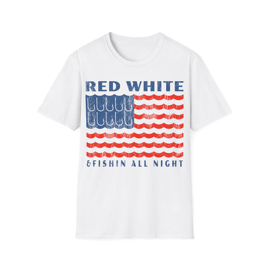 Red White & Fishin All Night T-Shirt
