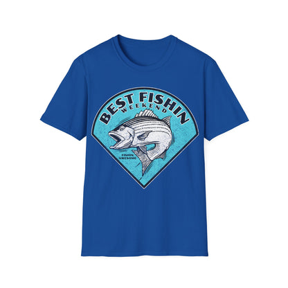 Best Fishin Weekend Striped Bass Blue T-Shirt