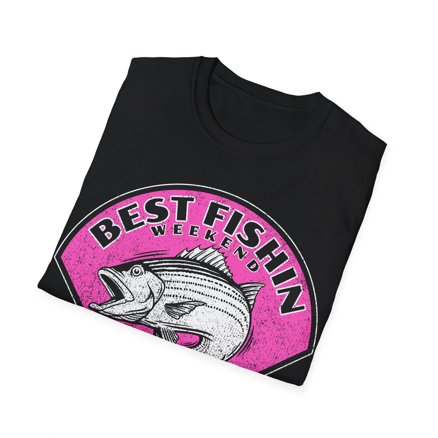 Best Fishin Weekend Striped Bass Pink T-Shirt