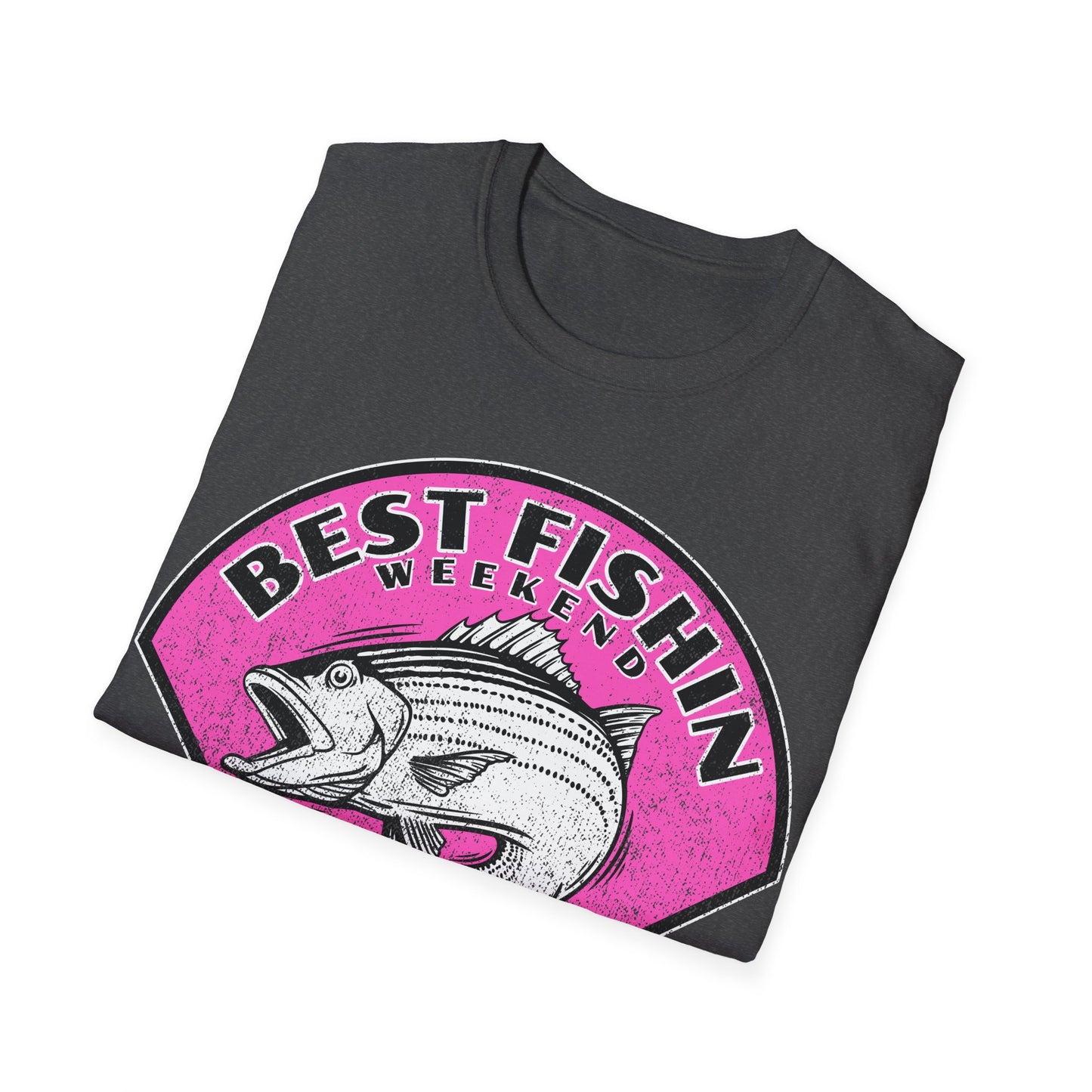 Best Fishin Weekend Striped Bass Pink T-Shirt