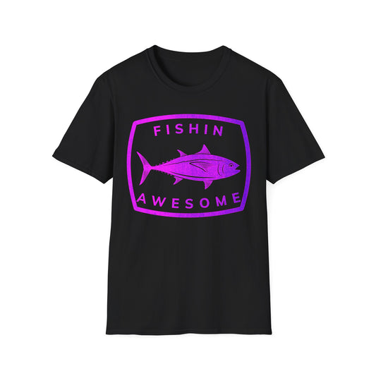 Fishin Awesome Pink Purple Tuna Stamp T-Shirt