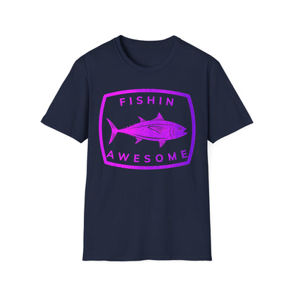 Fishin Awesome Pink Purple Tuna Stamp T-Shirt