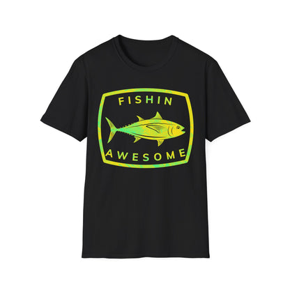 Fishin Awesome Yellow Green Tuna Stamp T-Shirt